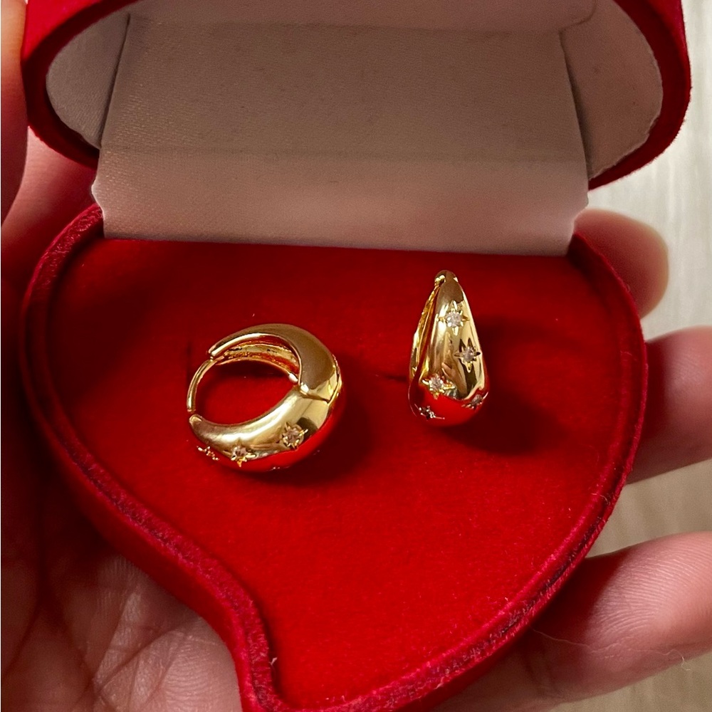 Elegant Gold Filled Northern Star Hoop/ Huggie Earrings